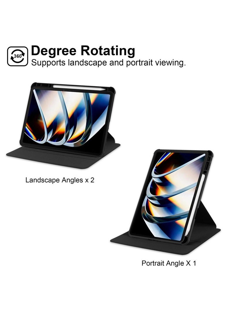 عام حافظة جلدية للوح TECNO itel VistaTab 30 مقاس 11 بوصة - مزودة بوظيفة التشغيل/الإيقاف التلقائي، حامل دوّار 360°، غطاء خلفي شفاف من الأكريليك مع حافظة قلم مدمجة - Image 3