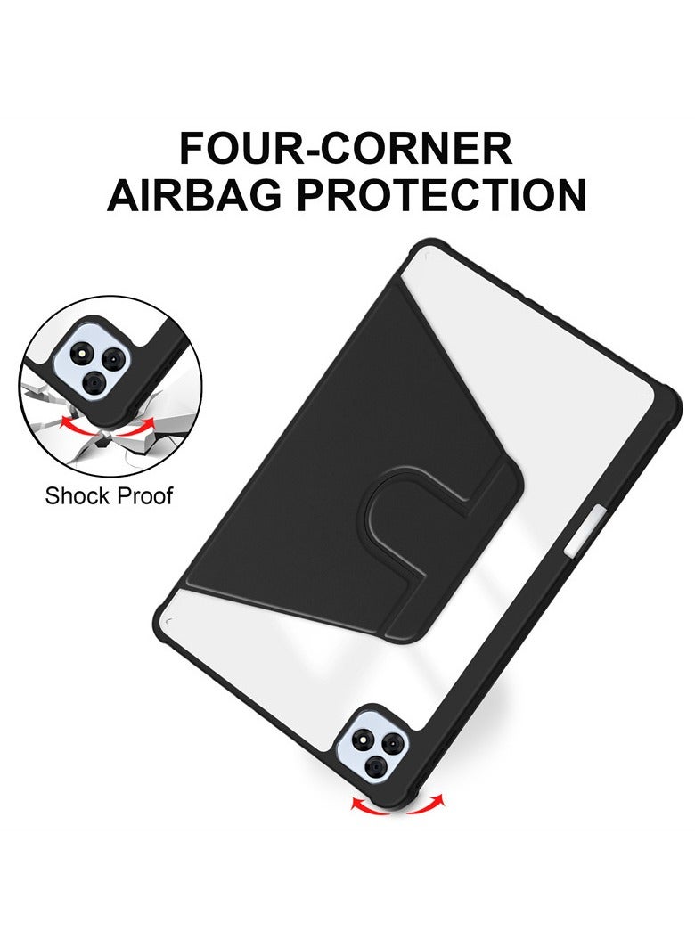 عام حافظة جلدية للوح TECNO itel VistaTab 30 مقاس 11 بوصة - مزودة بوظيفة التشغيل/الإيقاف التلقائي، حامل دوّار 360°، غطاء خلفي شفاف من الأكريليك مع حافظة قلم مدمجة - Image 5