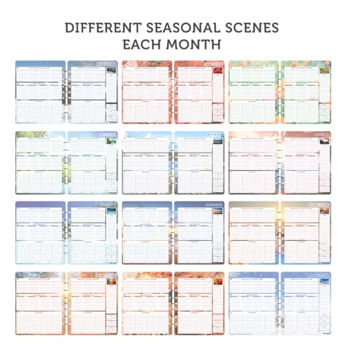 Planner Pad 7 Hole Loose Leaf January-December 2026/ Calendar Year 6 3/4" x 8 1/2" Medium 3-Tier Funnel Down 12 Month Organizer, Seasonal Color Ink - Image 3
