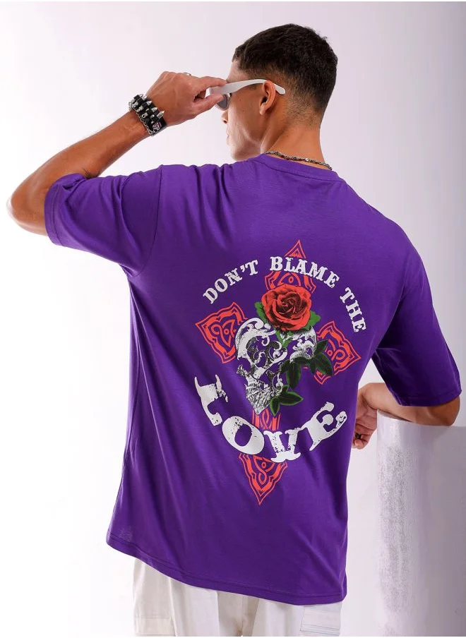 شركة المرآب الهندية Men Boxy Oversized Graphic Back Printed Round Neck Tshirt