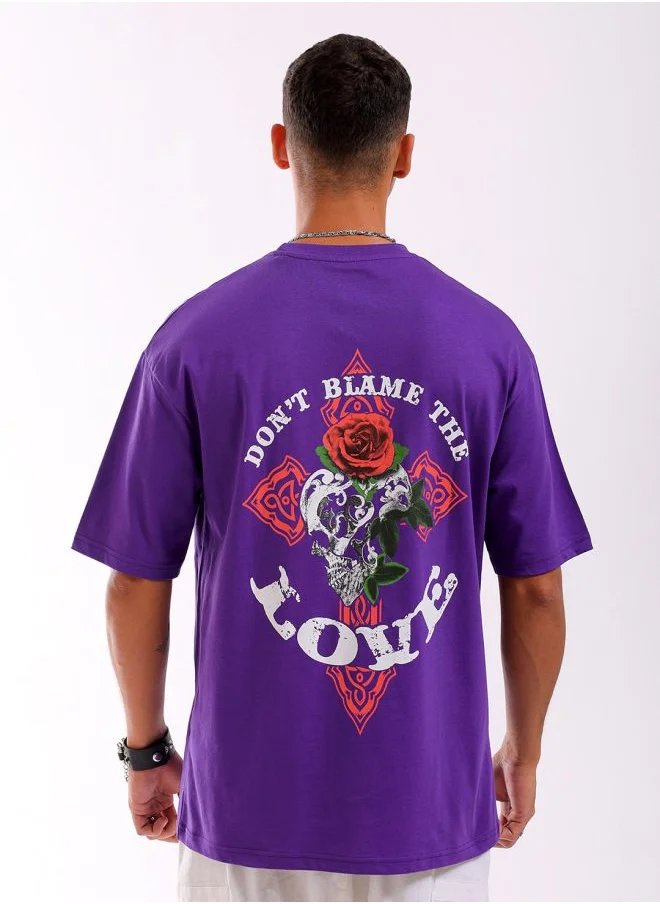 شركة المرآب الهندية Men Boxy Oversized Graphic Back Printed Round Neck Tshirt
