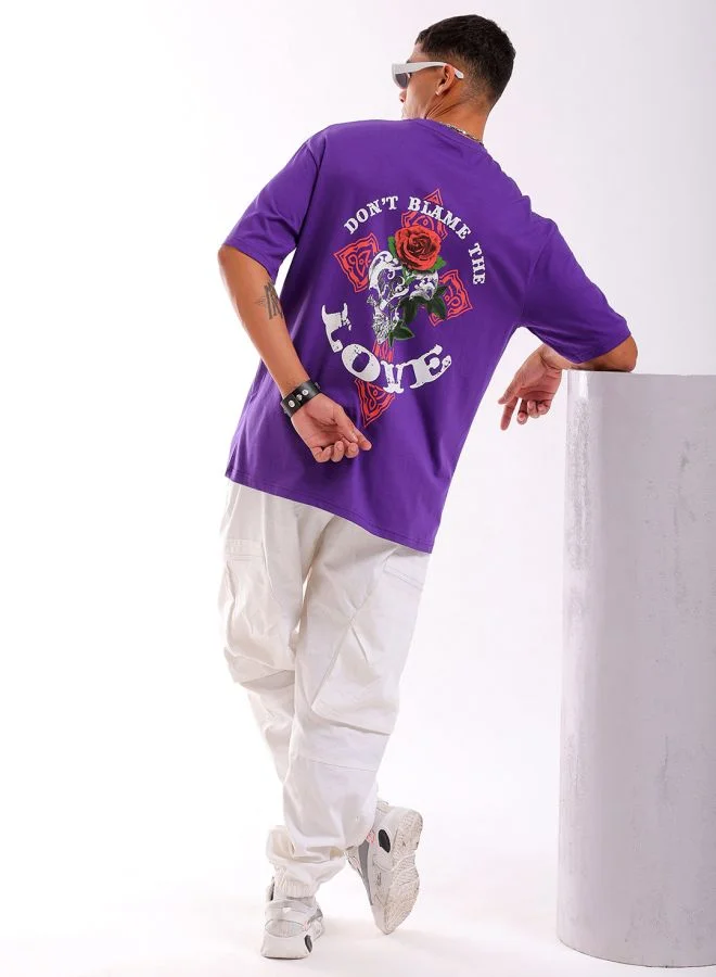 شركة المرآب الهندية Men Boxy Oversized Graphic Back Printed Round Neck Tshirt