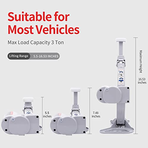 Trihelper Electric Car Jack Kit 12V Trailer Floor Jack Stands Set 3 Ton Vehicle Scissor Car Lift for Tire Change and Road Emergency with Impact Wrench - Image 2