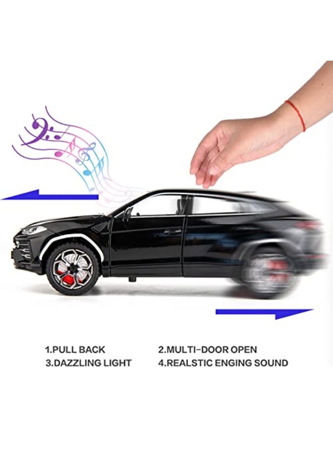 BDTCTK Compatible for 1:24 Lamborghini Urus Car Model, Diecast Pull Back Car Toy car, Doors Open, Light and Sound, Boys Toys Kids Adults Gifts Black - Image 3