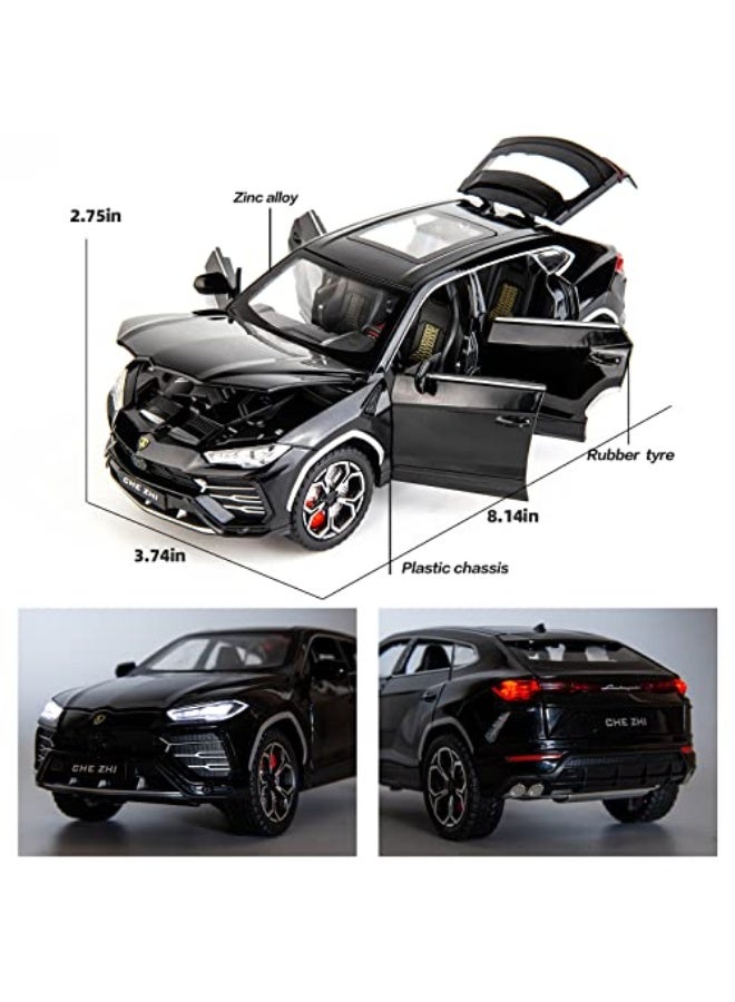 BDTCTK Compatible for 1:24 Lamborghini Urus Car Model, Diecast Pull Back Car Toy car, Doors Open, Light and Sound, Boys Toys Kids Adults Gifts Black - Image 2