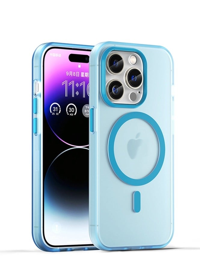 Drop-resistant, reinforced plastic back cover compatible with iPhone 15 Pro Max - Blue - Image 1