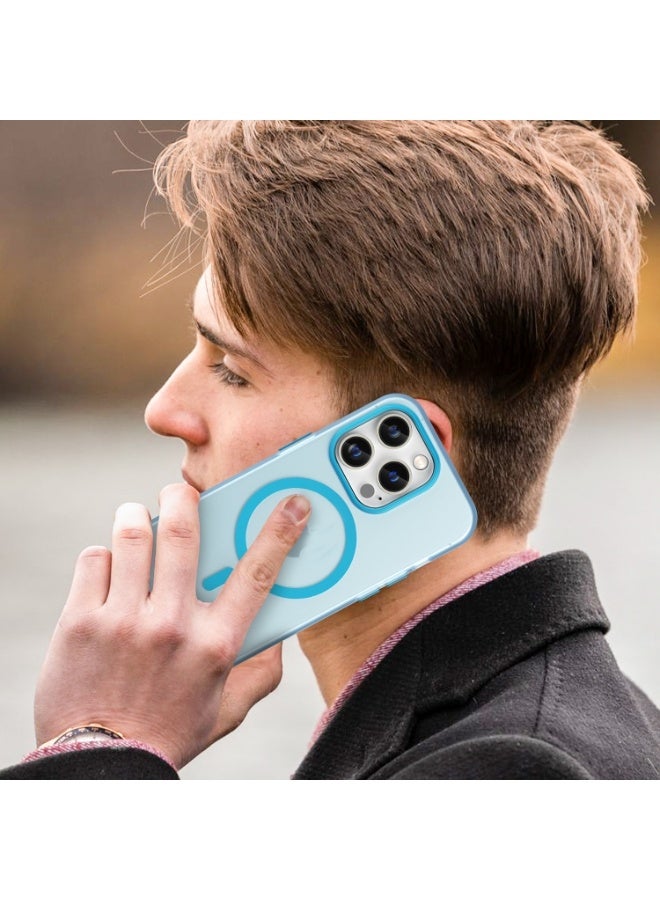 Drop-resistant, reinforced plastic back cover compatible with iPhone 15 Pro Max - Blue - Image 2