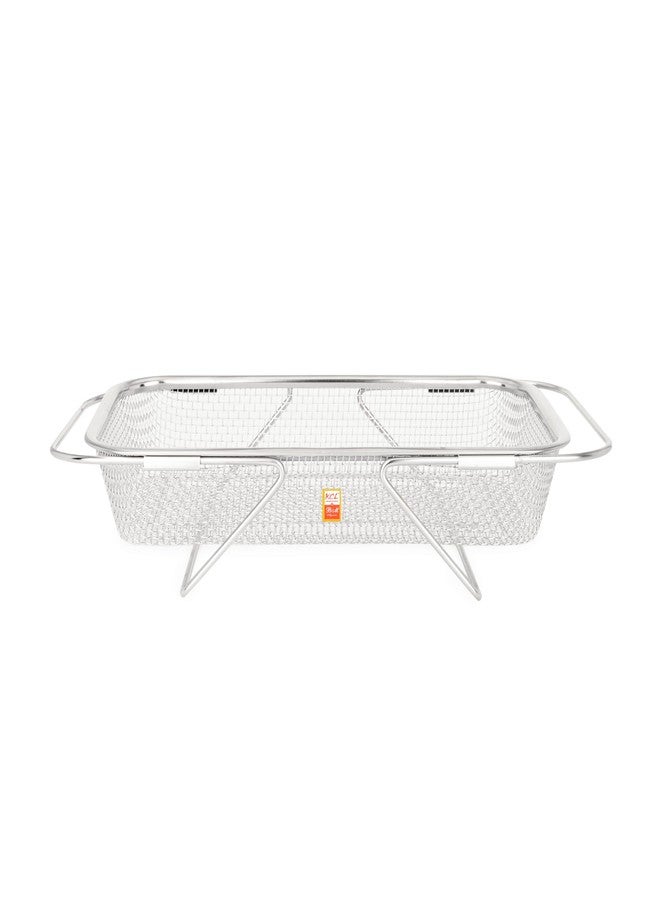 KCL Expandable Sink Filter | Tray with Bracket and Handle Design Basket for Draining Dish and Spoon Cutlery and Vegetables | Stainless Steel Over The Sink Colander for Kitchen (Big) - Image 4