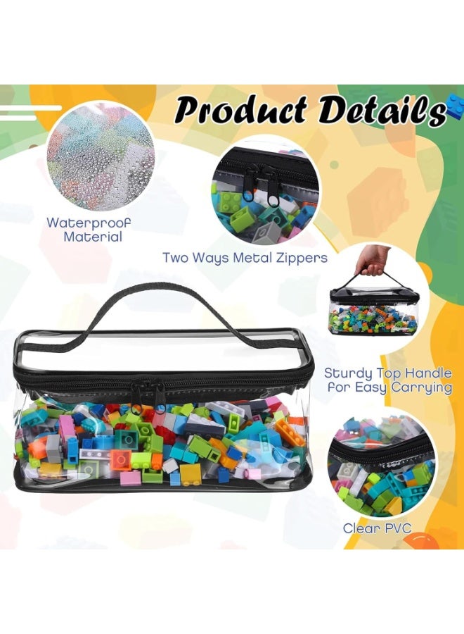 SHAOZHEN 4 Pack Clear Toy Storage Bags- 9.1 x 6.9 x 4.5 Inch Transparent PVC Toy Organizing Bags with Zipper- Waterproof Toy Storage Organizer Pouch for Building Blocks, Small Toys - Image 3