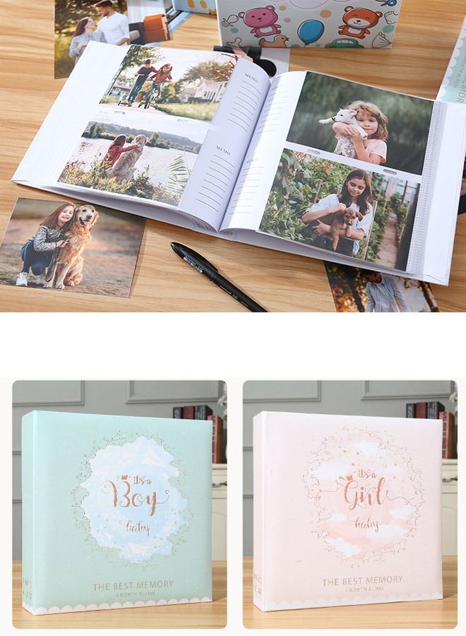 DUNISO 2Packs 200 Pockets Foil Stamping Photo Album for 6 Inches Photos Portable Photo Album for Baby Family Wedding Boys Girls - Image 3