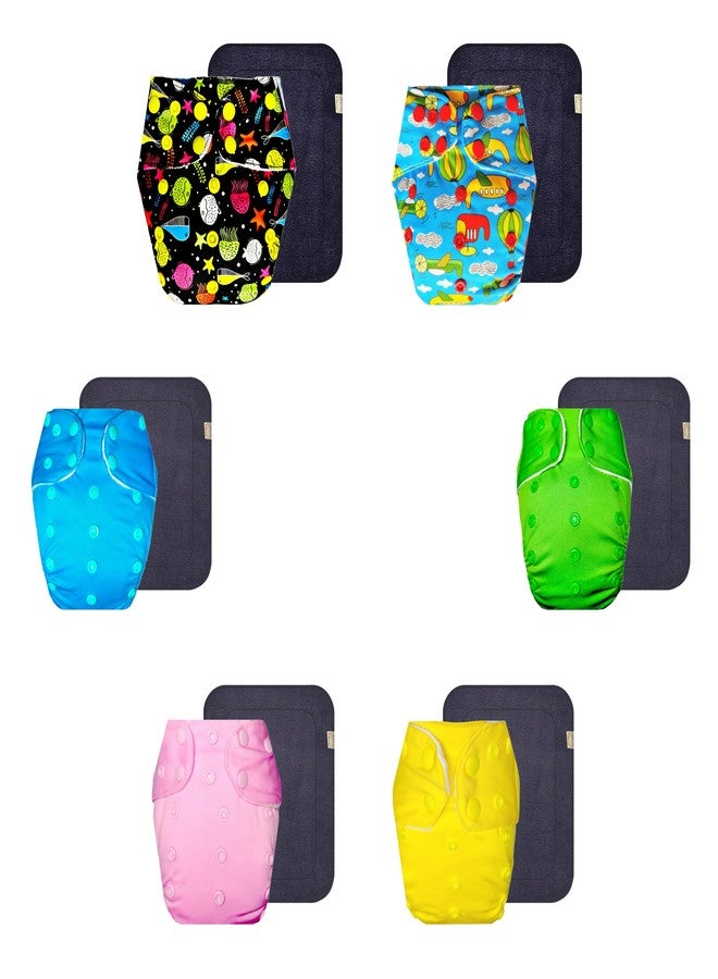 حفاضات دمبلدو القماشية الممتازة مع حشوة رمادية (عبوة من 6 قطع) | مضادة للحساسية | قابلة لإعادة الاستخدام والغسل | مناسبة للسفر | مصممة من قبل أمهات | من 3 أشهر إلى 3 سنوات | للجنسين - Image 1