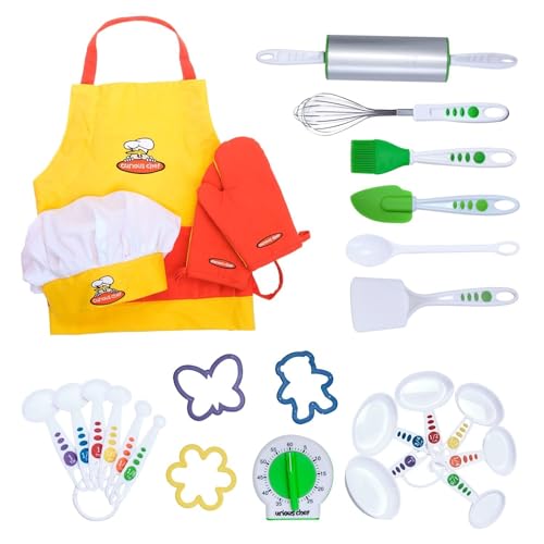 Curious Chef 27-Piece Plastic Kitchen Foundation Kit - Beginner Cooking Supplies for Kids - One Size Pink - Food-Safe Plastic & Dishwasher Safe - Rolling Pin, 3-Qt Mixing Bowl & Whisk - Baking Tools - Image 1
