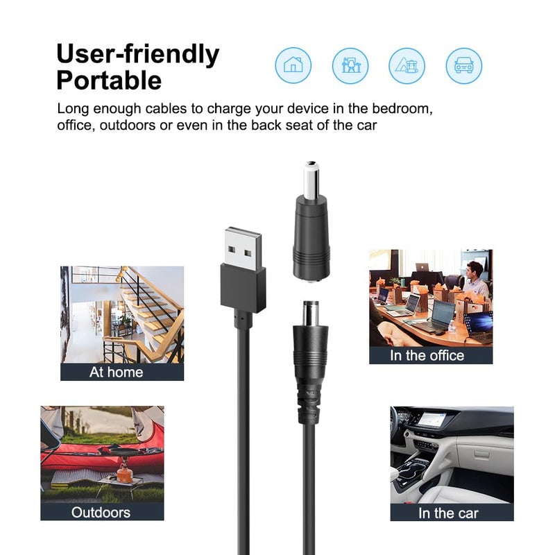 اتش كي واي كابل العالمي USB، كابل طاقة USB-A ذكر إلى قابس DC مجوف، كابل محول ذكر USB، كابل طاقة DC لمكبر الصوت الصغير، محور USB، مروحة USB، ضوء LED، القارئ - Image 2