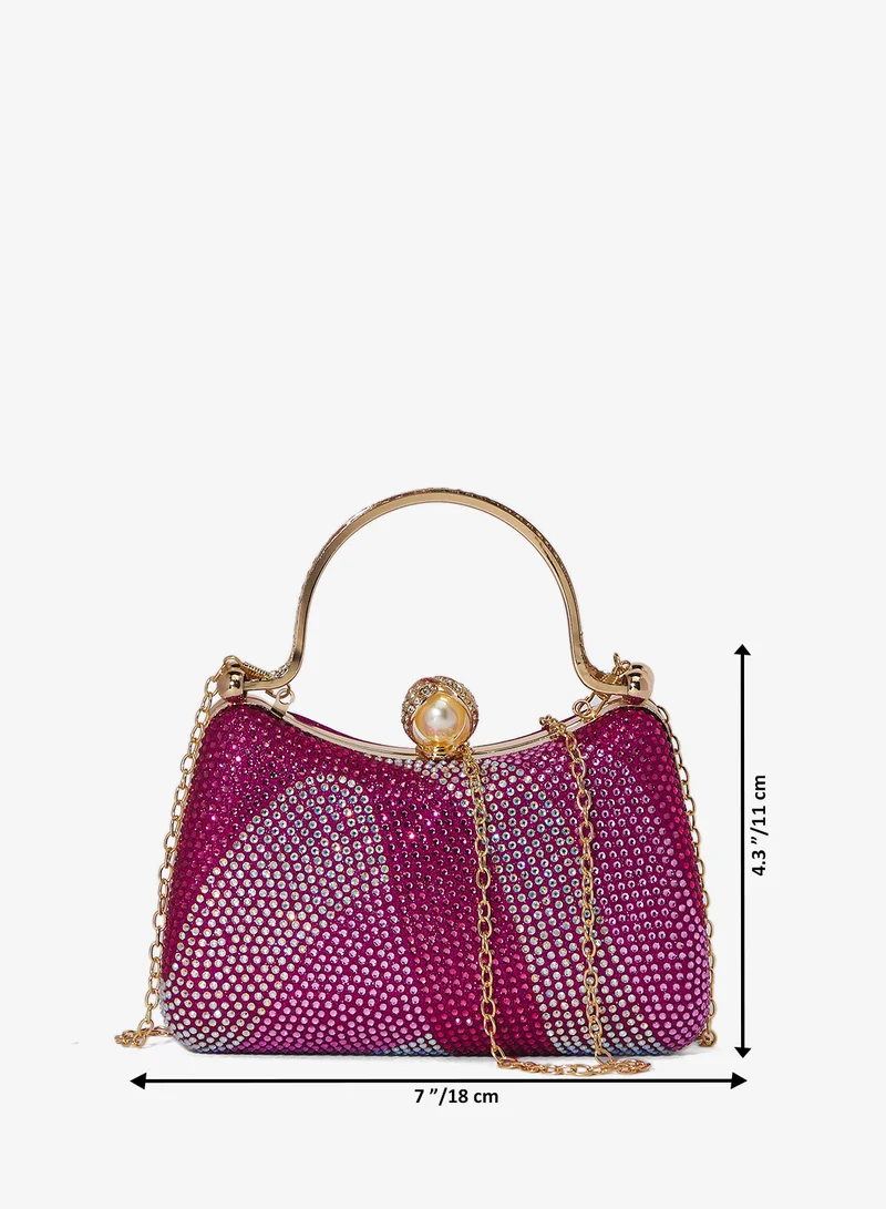 Khizana Pink Detailed Embellished Handle Mini Bag for Women | Best Price UAE