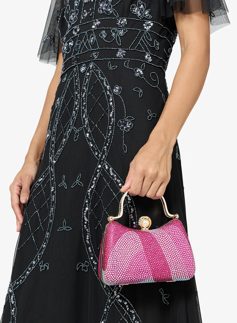Khizana Pink Detailed Embellished Handle Mini Bag for Women | Best Price UAE