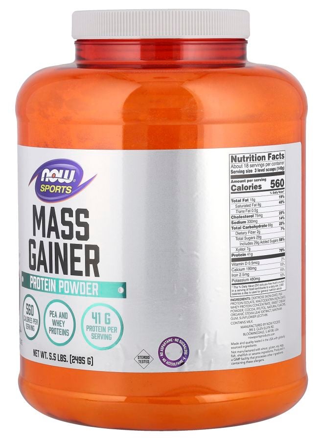 now Sports Mass Gainer Protein Powder Creamy Chocolate  5.5 lbs (2495 g) - Image 2
