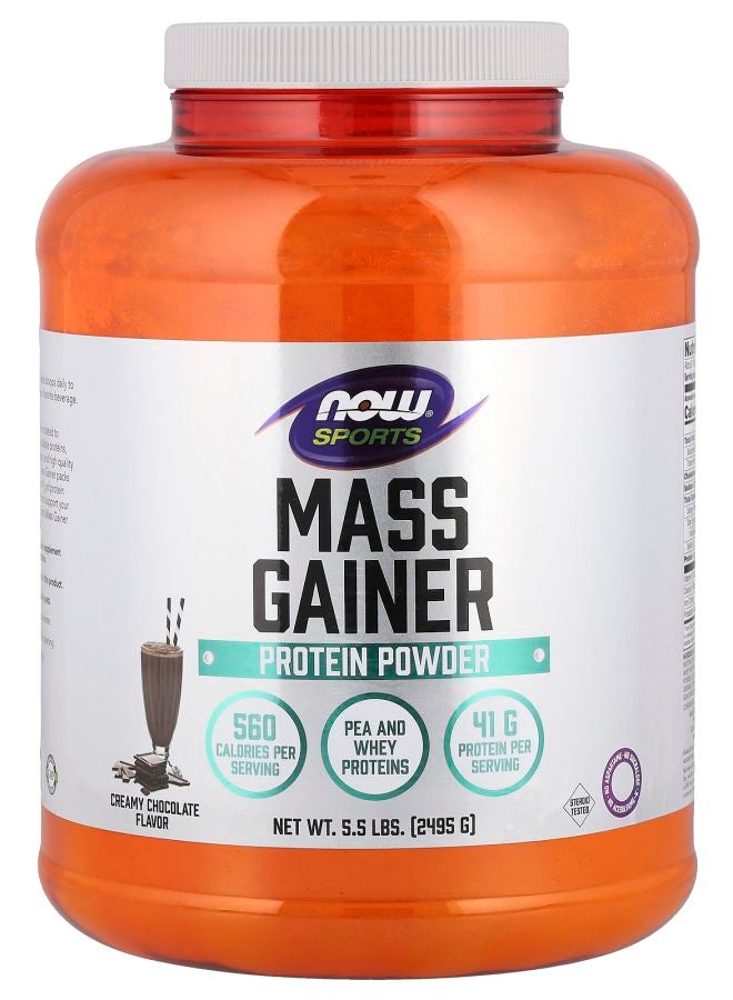 now Sports Mass Gainer Protein Powder Creamy Chocolate  5.5 lbs (2495 g) - Image 1