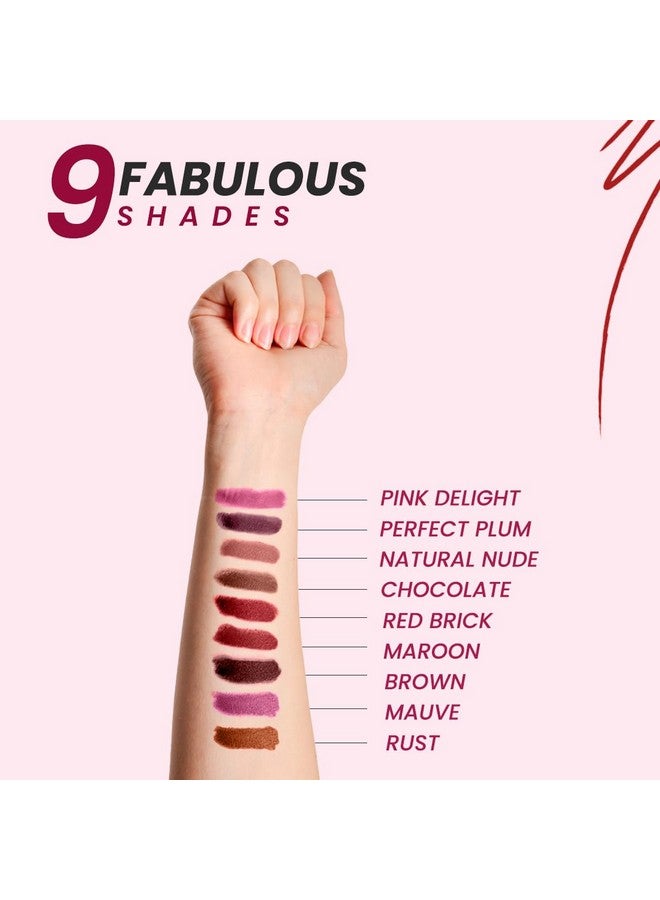 Coloressence قلم تحديد الشفاه غير اللامع من كولوريسنس | مع شارب مدمج | مقاوم للتلطخ ويدوم طويلاً | قوام مرطب | لون مكثف | مارون، بني، أحمر طوبي - Image 5