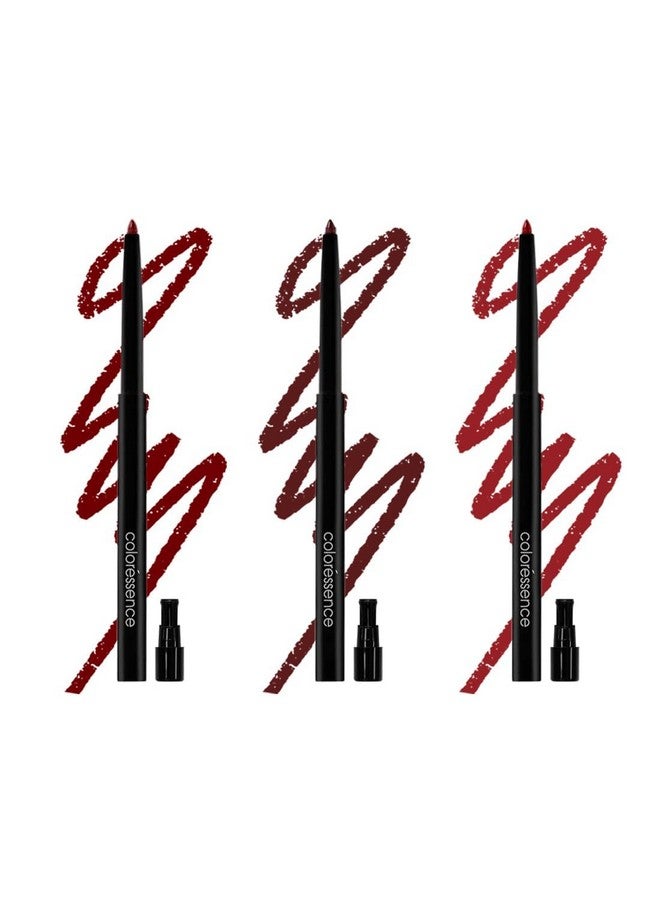 Coloressence قلم تحديد الشفاه غير اللامع من كولوريسنس | مع شارب مدمج | مقاوم للتلطخ ويدوم طويلاً | قوام مرطب | لون مكثف | مارون، بني، أحمر طوبي - Image 1
