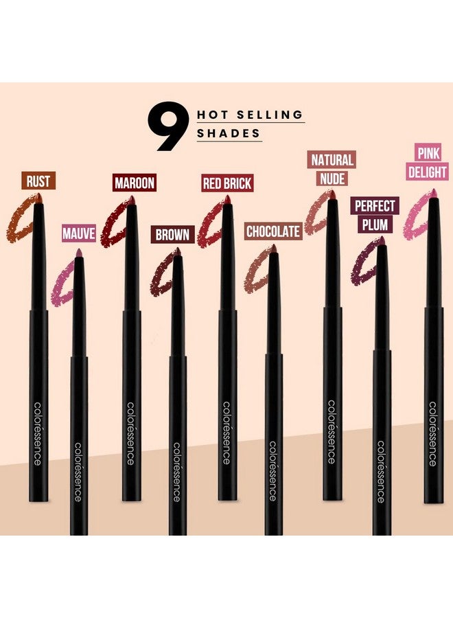 Coloressence قلم تحديد الشفاه غير اللامع من كولوريسنس | مع شارب مدمج | مقاوم للتلطخ ويدوم طويلاً | قوام مرطب | لون مكثف | مارون، بني، أحمر طوبي - Image 3