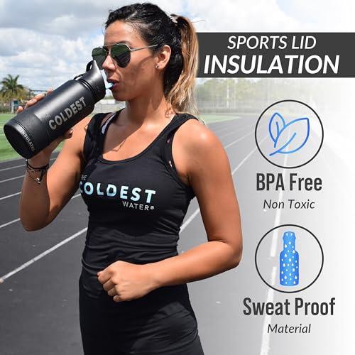 THE COLDEST WATER Coldest Insulated Water Bottle with Straw Lid Stainless Steel Metal Insulated Bottle for Men Women Purple Nova 32 oz - Image 3