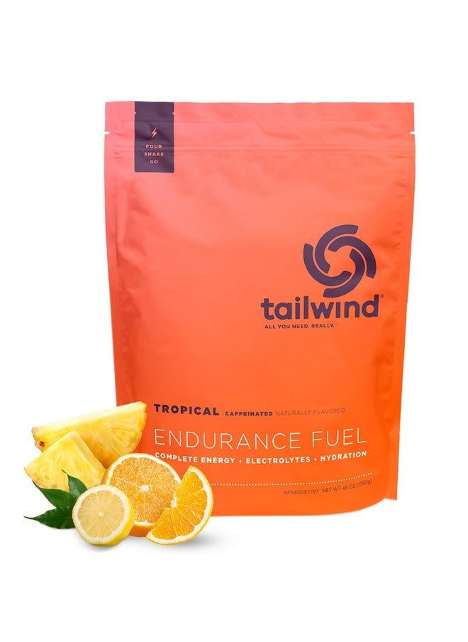 Tailwind Nutrition Endurance Fuel, Electrolyte & Hydration Sports Drink Mix Powder With Caffeine, Gluten-Free, Vegan, Tropical Buzz, 50 Servings (Caffeinated)  - Image 1