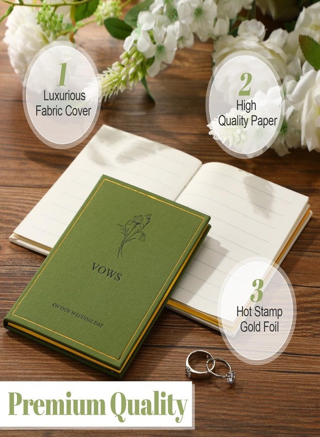 Engrowtic Set of 2 Wedding Vow Books His and Hers Vows on Our Wedding Day Notebooks with Gold Foil Fabric Cover 5.8"x 4.1" Bride and Groom Gift for Newly Engaged Couple, 60 Lined Pages(Green, Beige) - Image 4