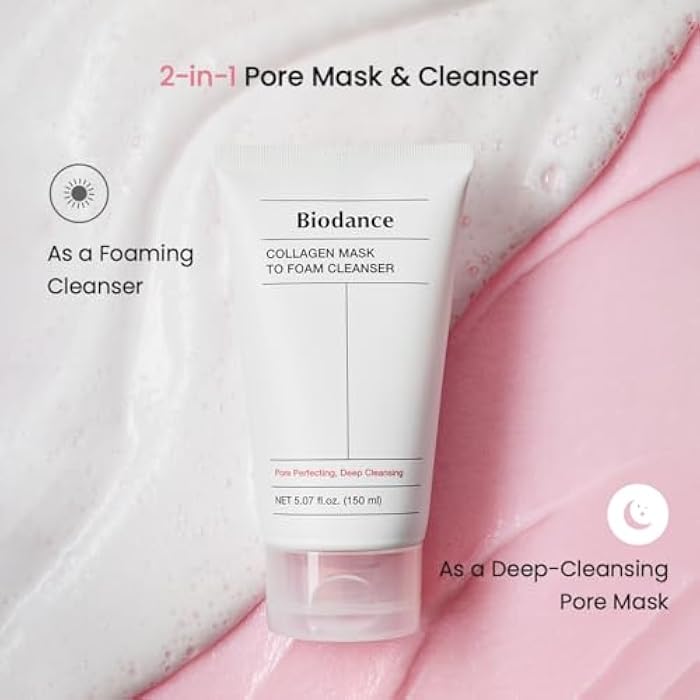 BIODANCE Collagen Mask To Foam Cleanser, Pink Face Wash for Women, 2-in-1 Pore Mask and Hydrating Foaming Facial Cleanser for Sensitive Skin, Oily Skin, Korean Skincareㅣ5.07 fl. oz. (150 ml) - Image 3