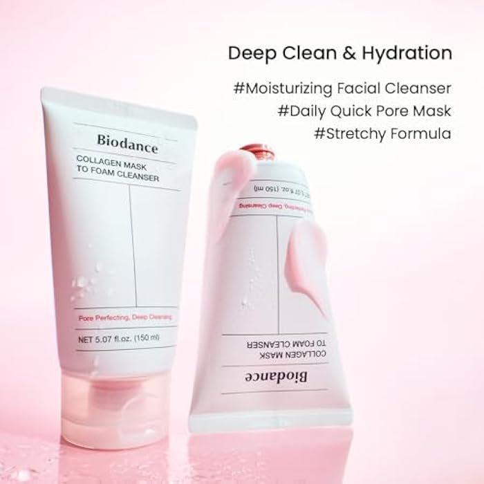 BIODANCE Collagen Mask To Foam Cleanser, Pink Face Wash for Women, 2-in-1 Pore Mask and Hydrating Foaming Facial Cleanser for Sensitive Skin, Oily Skin, Korean Skincareㅣ5.07 fl. oz. (150 ml) - Image 2