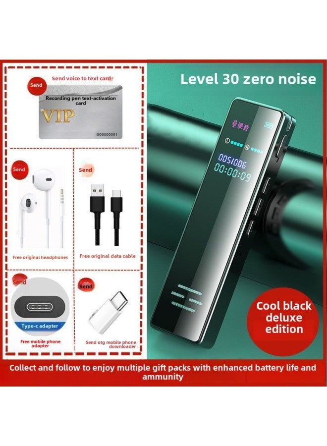 Students Portable Professional Recording Pen HD Noise Reduction Class Long Standby Large Capacity Professional Equipment Business Meeting-Body Color:Cool Black Gold Metal Ultimate Edition (enhanced Edition)-Memory Capacity:64gb [lifetime Replacement]-official Standard Configuration  - Image 1