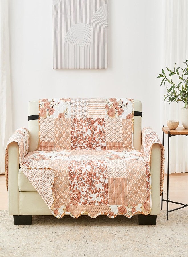 جريت باي هوم غطاء أريكة قابل للعكس من Great Bay Home - غطاء قابل للغسل لحماية الأثاث مع أشرطة مطاطية - غطاء أريكة للكلاب والأطفال والحيوانات الأليفة - تفاصيل خياطة مربعة (أريكة، لون وردي باهت) - Image 1