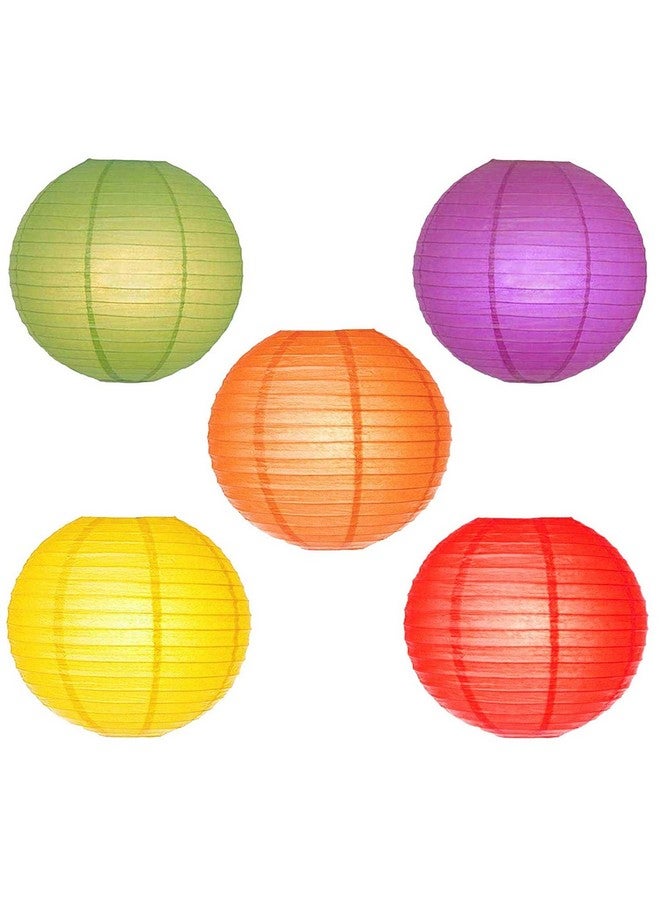 3A Featuretail Hanging Lantern Rice Paper Ball Lamp Shade (12inch, Mix Colour) - Pack of 5 - Image 1