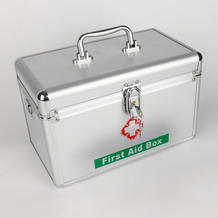 MSA Metal First Aid Box | Medicine Storage Organizer | Handheld Storage Case For Art/Craft/Medicine/Cosmetic | Portable Lockable Medicine Collection Box (Pack of 1,Multicolor) - Image 1