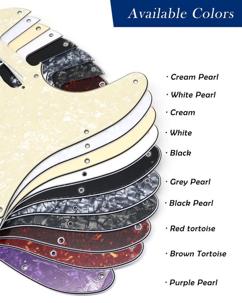Samherome 8 Hole Tele Pickguard Modern Style TL Pick Guard with Pickup Mounting Screw Holes for Tele/Telecaster (White Pearl) - Image 5