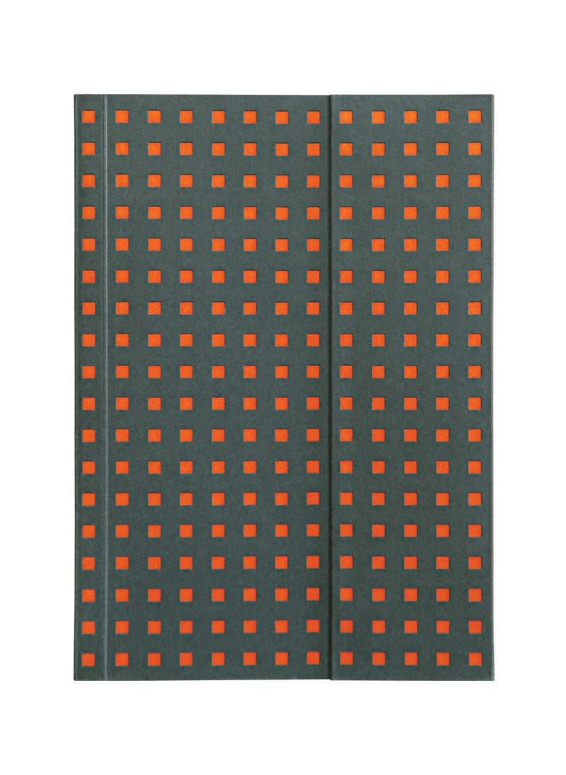 Paper-Oh Quadro Grey on Orange B6 Lined Wrap Closure 112 Pages 100gsm Notebook - Image 1