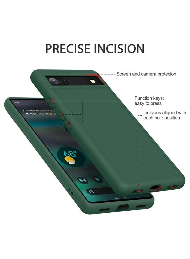 Tobfit TPU Case for Google Pixel 6a, Soft Protective Shockproof Phone Cover, Durable Anti-Scratch Smart Phone Case for Women Men(Dark Green) - Image 3