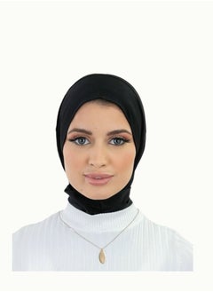 برفكتوري حجاب نسائي فوري من الليكرا نينجا بأزرار كبس مثالية، قماش جيرسي - أسود  - Image 4