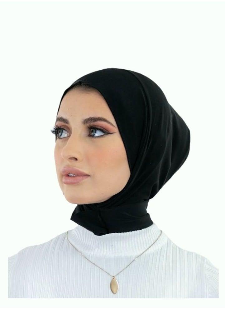 Perfectory - PERFECTORY Women Snap Button Lycra Ninja Instant Hijab, Jersey Fabric- Black - Image 1