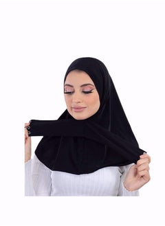 برفكتوري حجاب نسائي فوري من الليكرا نينجا بأزرار كبس مثالية، قماش جيرسي - أسود  - Image 2
