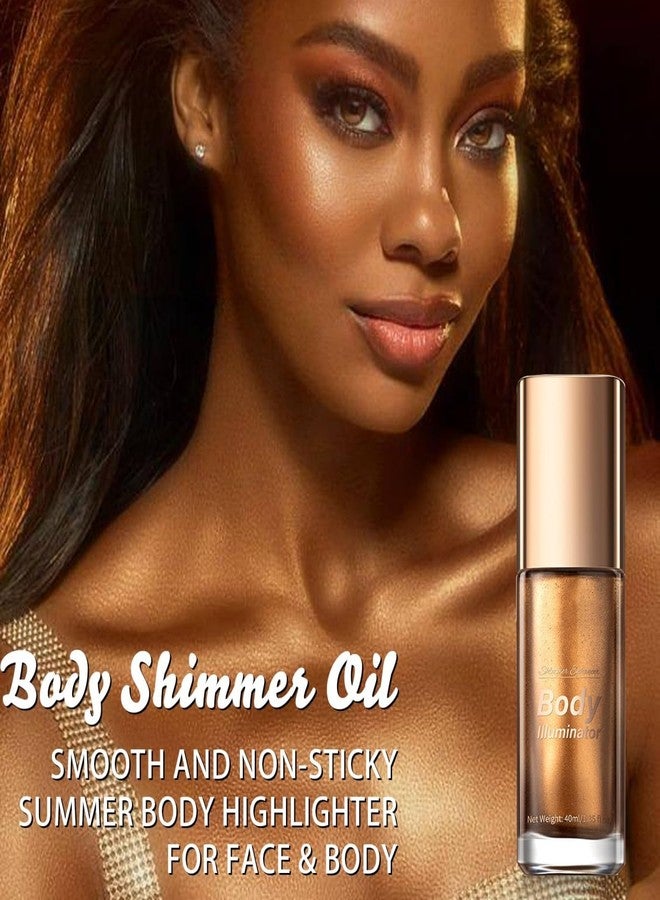 MAEPEOR Body Luminizer 5 Colors Smooth Subtle Shimmer Body & Face Illuminator Moisturizing Long Lasting Summer Glow (40ML, 04 Glistening Bronze) - Image 2