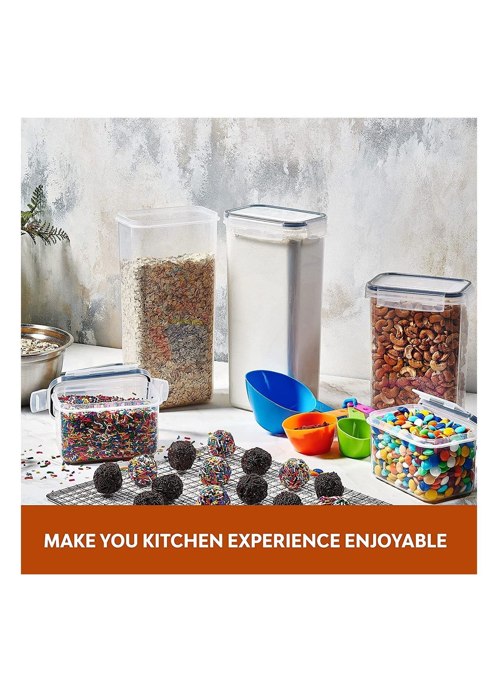 Airtight Food Storage Containers with Lids 24 Pack for Kitchen Organization - BPA Free Kitchen Canisters for Cereal, Rice, Flour & Oats - Free Measuring Spoon , Marker and 24 Labels 24 pcs Pack - https://f.nooncdn.com/p/pzsku/ZA6A9C144DEC65DFD01C0Z/45/_/1674587053/1d95030a-ac5a-4e05-9645-bf60196b9811.jpg?width=original