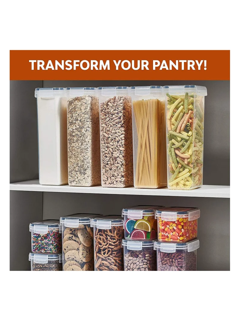 Mahmir 24 pcs Pack 24 Pcs Airtight Food Storage Container with Lids Set, Kitchen & Pantry Organization, BPA Free, Plastic Canisters with Durable Lids Ideal for Cereal, Flour & Sugar - Free Measuring Spoon , Marker and 24 Labels  | Best Price UAE