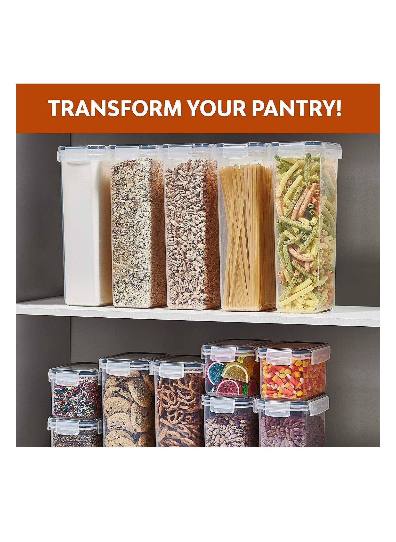 Airtight Food Storage Containers with Lids 24 Pack for Kitchen Organization - BPA Free Kitchen Canisters for Cereal, Rice, Flour & Oats - Free Measuring Spoon , Marker and 24 Labels 24 pcs Pack - https://f.nooncdn.com/p/pzsku/ZA6A9C144DEC65DFD01C0Z/45/_/1674587053/6188136a-eefe-4fbf-9437-4b3e143b5095.jpg?width=original