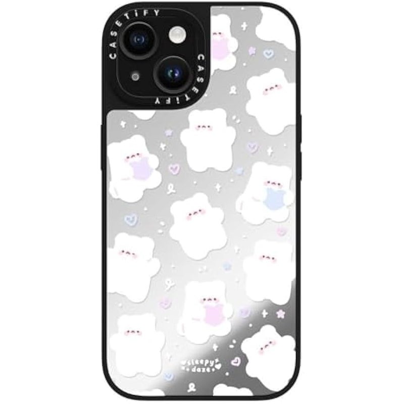Casetify Mirror iPhone 15 Case 【Reflective / 4.9ft Drop Protection/Compatible with Magsafe】 - Mochi Doodles by sleepydaze - Silver on Black - Image 5