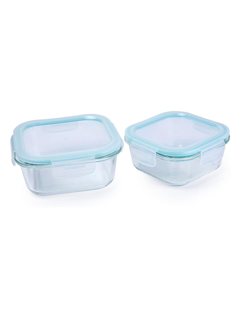 AKDC 2-Piece Square Borosilicate Glass Food Storage Containers with Lids - Airtight, Leakproof, Stackable - Ideal for Food Prep, Meal Planning, Leftovers, Kitchen Organization – lunch box | 500ml & 800ml - Image 4
