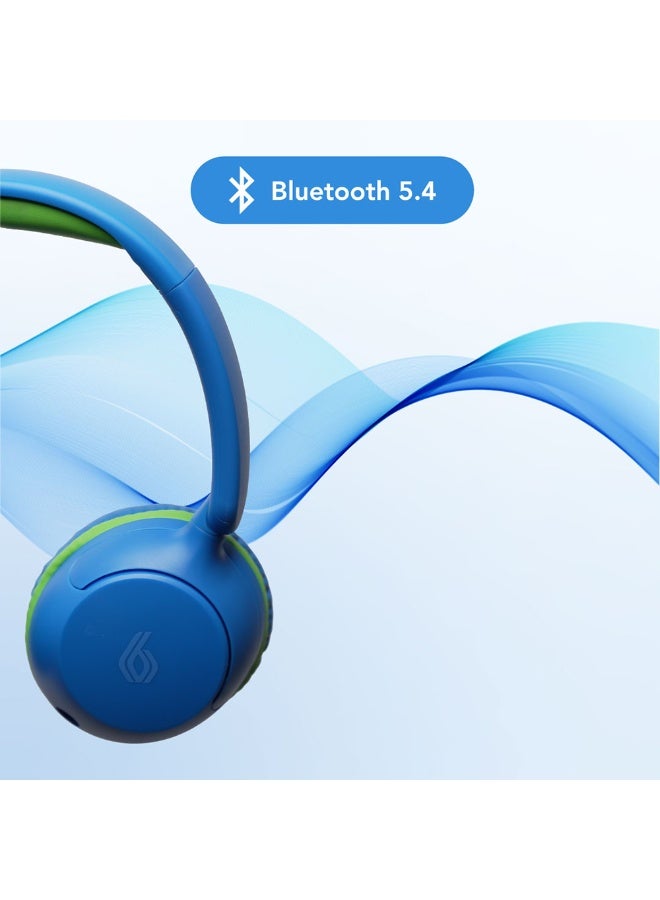 blupebble Kids Wireless Headphones Ages 6+ Bluetooth 5.4 Volume Limited Safe Audio KD80 Bounce 45H Playtime Adjustable Over Ear Headset with Mic USB-C Fast Charging AUX for iPhone Android - Image 5