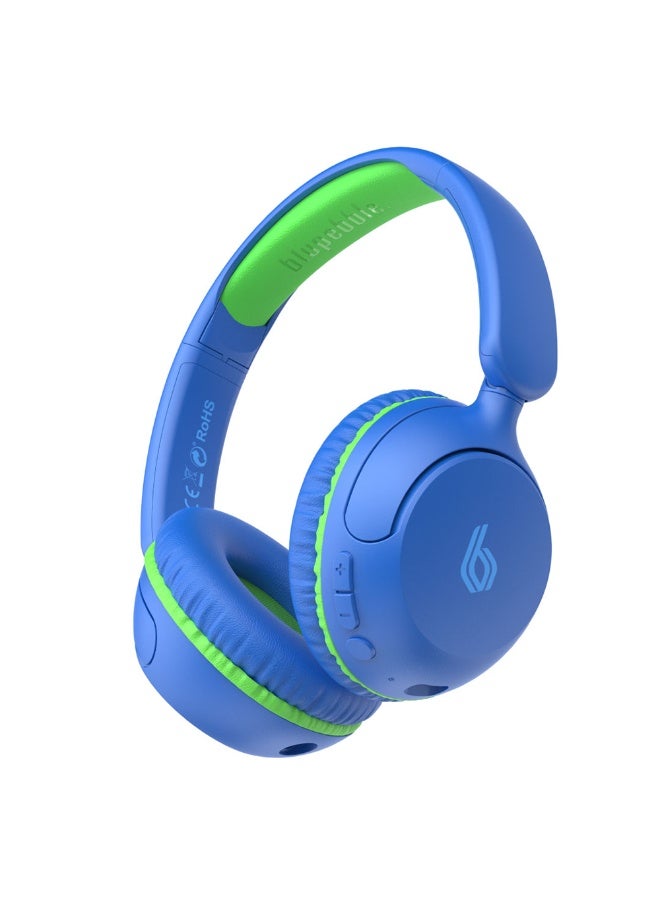 blupebble Kids Wireless Headphones Ages 6+ Bluetooth 5.4 Volume Limited Safe Audio KD80 Bounce 45H Playtime Adjustable Over Ear Headset with Mic USB-C Fast Charging AUX for iPhone Android - Image 1