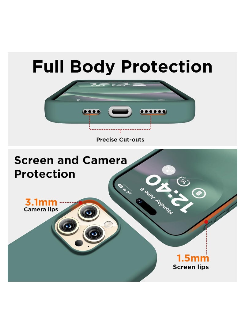 ELTRAZONE Compatible with iPhone 15 Pro Max Case, Liquid Silicone Case, Full Body Shockproof Protective Cover Slim Thin Phone Case with Soft Anti-Scratch Microfiber Lining, 6.7 inch-Pine Green - Image 4