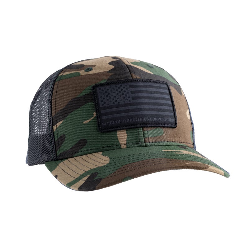 Magpul Trucker Hat Snap Back Baseball Cap, One Size Fits Most, Standard Patch Woodland Camo - Image 1