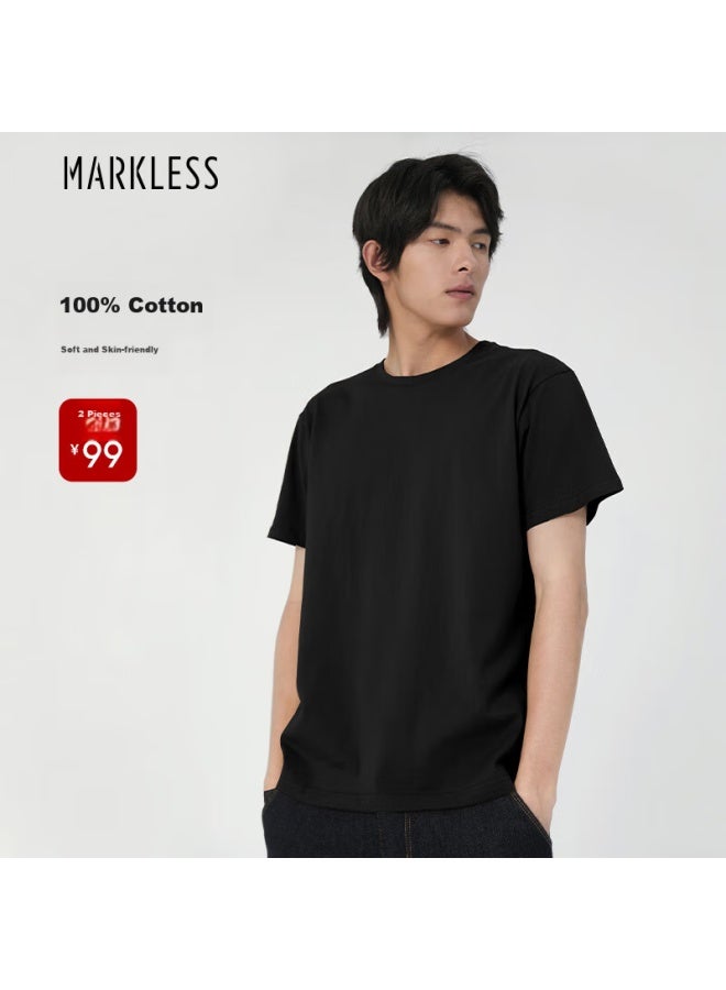Markless تي شيرت رجالي، قميص داخلي بأكمام قصيرة بلون صلب Txa5630m، أسود منتصف الليل، Xxl - Image 1